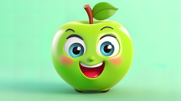 Foto un lindo emoji de manzana con una expresión de sorpresa generada por ia