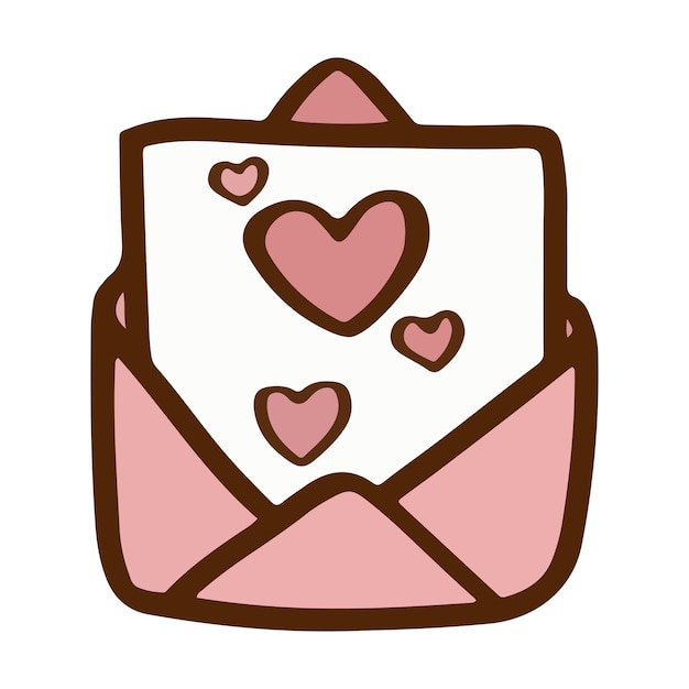 Lindo envelope feliz rosa pastel de dia dos namorados e aniversário de amor itens românticos e sim amor