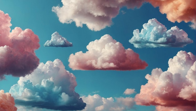 Lindo estandarte con nubes coloridas y esponjosas generativas de IA