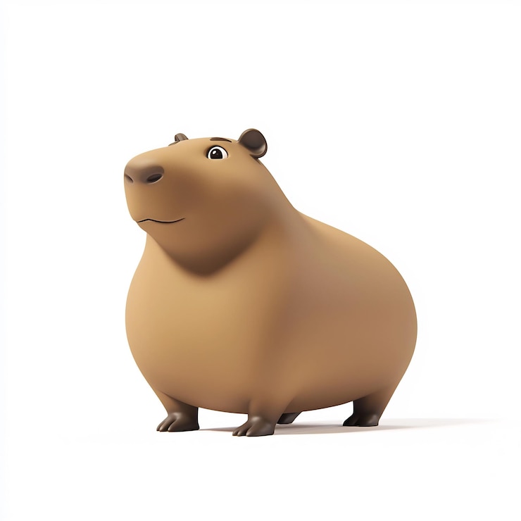 Foto el lindo estilo de dibujos animados 3d capybara en un fondo blanco limpio