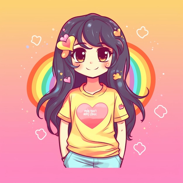 lindo estilo kawaii japonés lgbt en un concepto de ídolo virtual