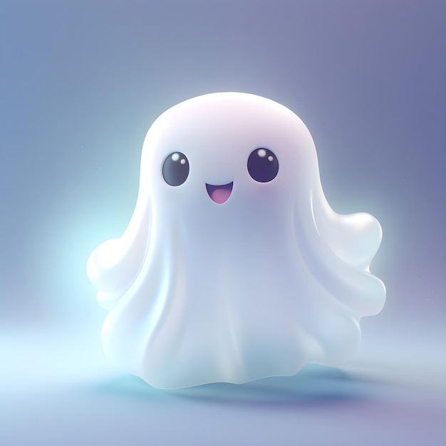 un lindo fantasma 3d que fluye animado