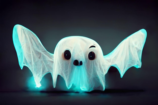 Lindo fantasma de dibujos animados de Halloween volando Arte generado por Ai