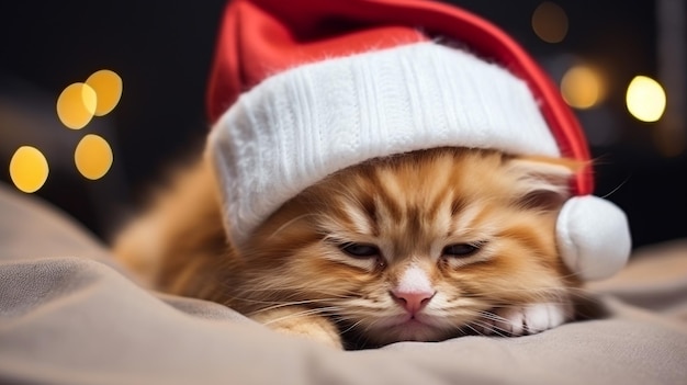 Lindo feliz natal inverno gatinho de estimação gato ruivo