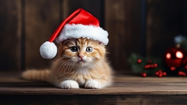 Lindo feliz natal inverno gatinho de estimação gato ruivo