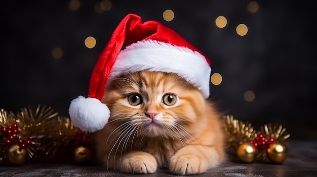 Lindo feliz natal inverno gatinho de estimação gato ruivo