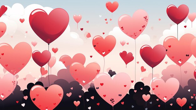 Lindo fondo con corazones dibujados a mano el día de San Valentín