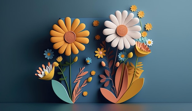 lindo fondo floral de dibujos animados con espacio de copia