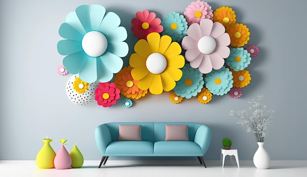 lindo fondo floral de dibujos animados con espacio de copia