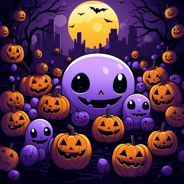 lindo fondo de halloween de arte de calabaza