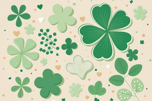 Lindo fondo de pantalla de tarjeta de ilustración del diseño del día de San Patricio sobre fondo verde pastel