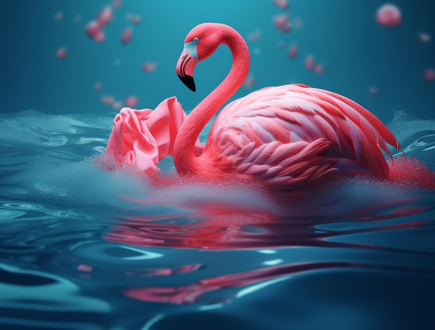 Lindo fondo de verano con flamenco rosado Ilustración AI GenerativexA
