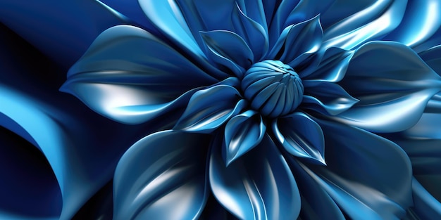 Lindo fundo abstrato azul brilhante com design floral metálico lindo Generative AI AIG32