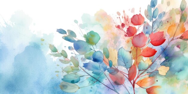 Foto lindo fundo abstrato colorido em aquarela com design floral lindo generative ai aig32