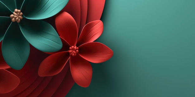 Lindo fundo abstrato com design floral vermelho e verde lindo Generative AI AIG32