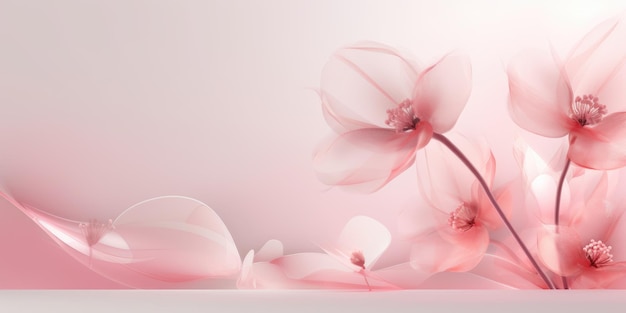 Foto lindo fundo abstrato rosa transparente com design floral lindo generative ai aig32