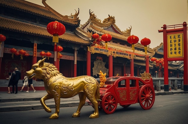 Lindo fundo de ano novo chinês em vermelho e dourado