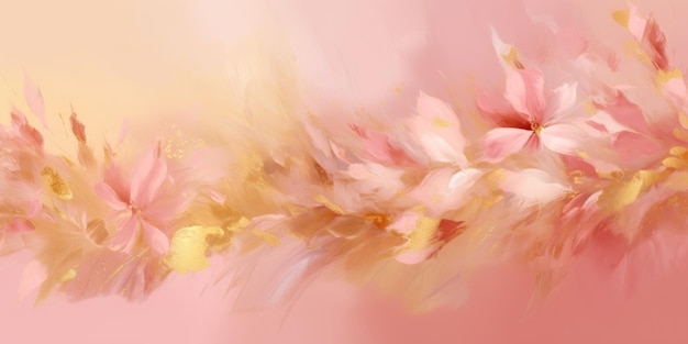 Lindo fundo de design floral impressionista abstrato dourado e rosa lindo Generative AI AIG32