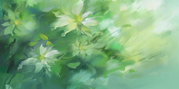 Lindo fundo de design floral impressionista verde abstrato lindo Generative AI AIG32