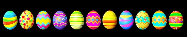 Lindo fundo de páscoa com ilustração 3d de ovos de páscoa coloridos