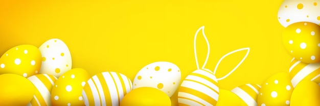 Lindo fundo de páscoa com ilustração 3d de ovos de páscoa coloridos