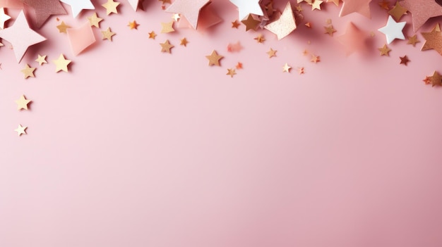 Lindo fundo mágico minimalista rosa pastel com estrelas douradas