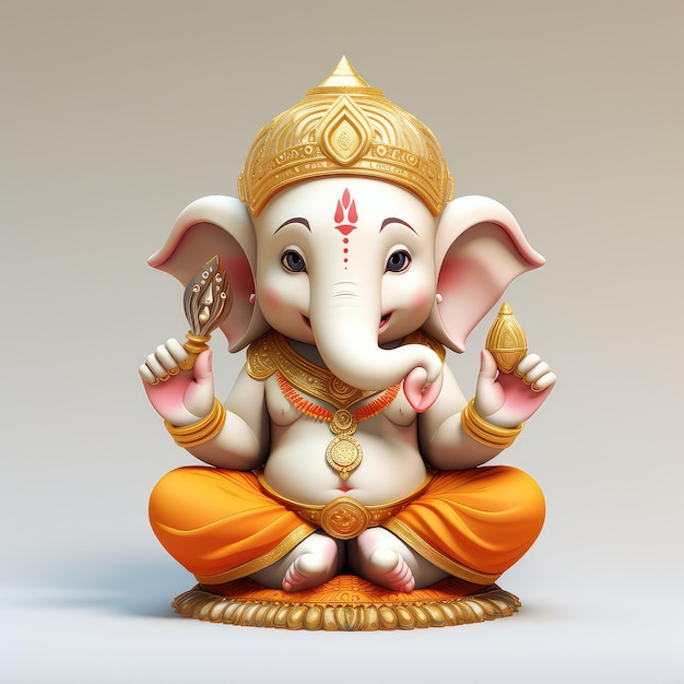 Un lindo Ganesha blanco en 3D