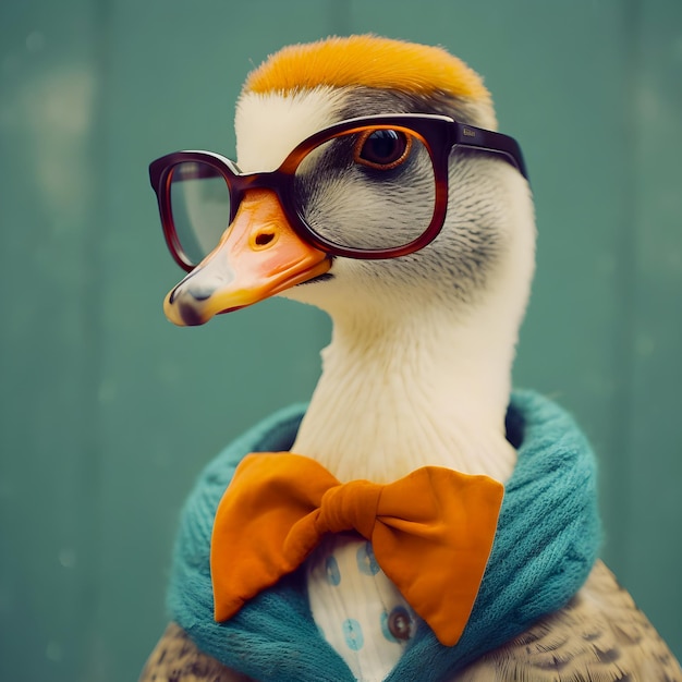 Lindo ganso divertido retrato estilo hipster