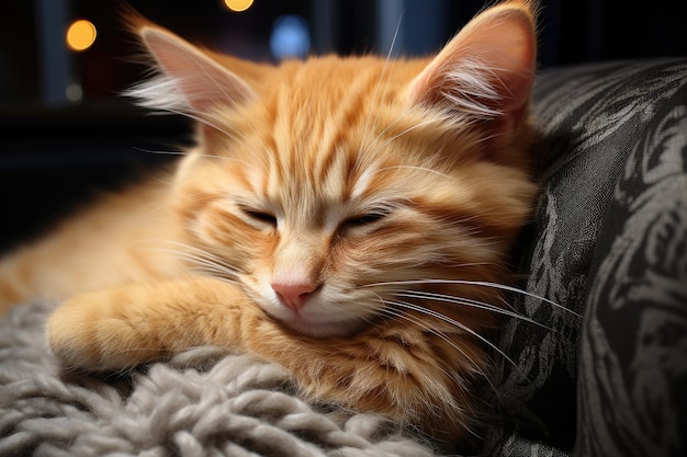 lindo gatinho deitado no sofá fotografia publicitária profissional