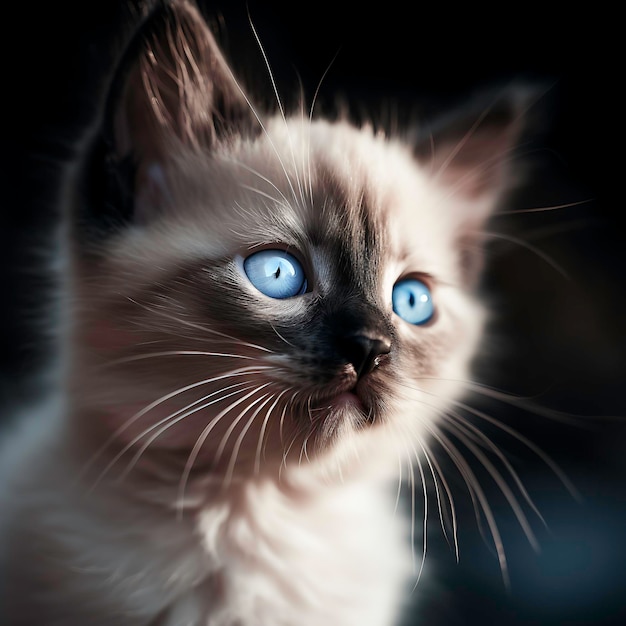 Lindo gatinho siamês com cativantes olhos azuis Generative IA