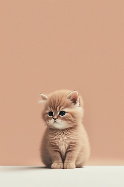 Lindo gatito con fondo minimalista.