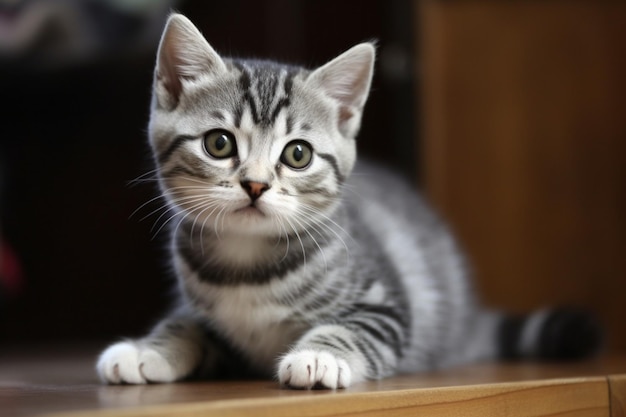 Lindo gatito gato americano de pelo corto