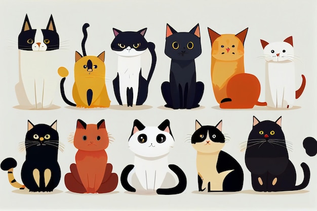 Lindo gatito Ilustración Vector de alta calidad imprimible ideas de regalo gato, Diseño de gato de dibujos animados