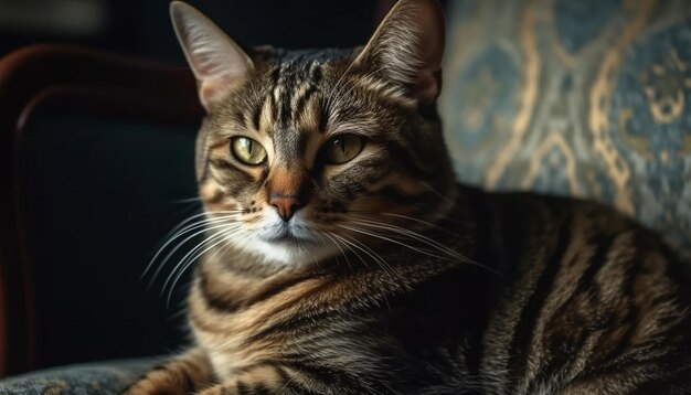 Lindo gatito mirando con curiosidad la suavidad de su ojo animal generado por IA