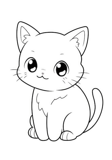 lindo gatito página para colorear en papel A4