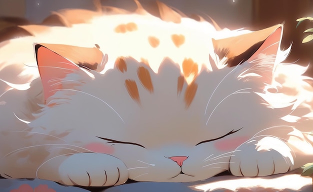 Foto un lindo gato de anime está durmiendo