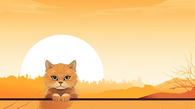 Lindo gato Banner web con espacio de copia IA generativa