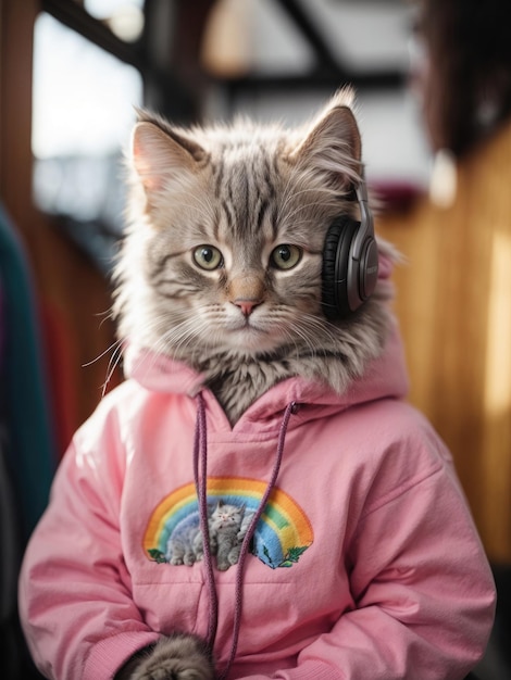 lindo gato bebê fofo cabelo grisalho