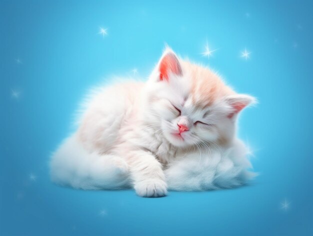Lindo gato blanco durmiendo fondo