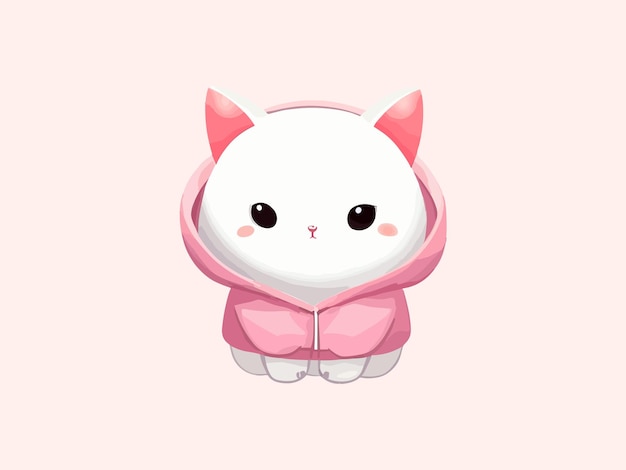 Un lindo gato blanco en un suéter rosa Gato gracioso en ropa ilustración vectorial