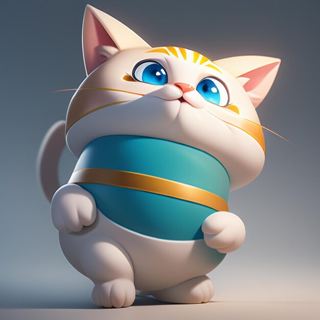 Lindo gato cabeza retrato dibujos animados animación 3D ilustración papel tapiz lindo gato imagen