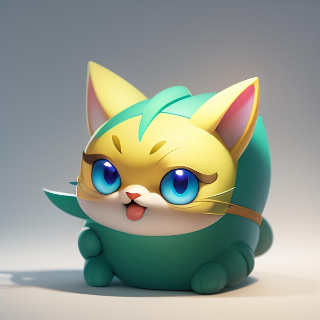 Lindo gato cabeza retrato dibujos animados animación 3D ilustración papel tapiz lindo gato imagen