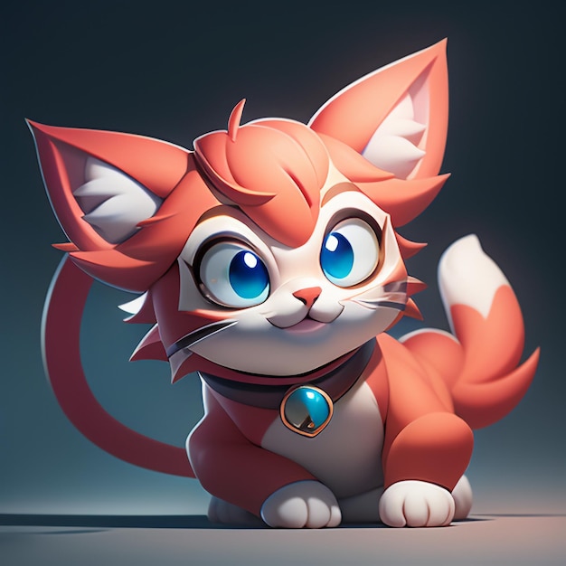 Lindo gato cabeza retrato dibujos animados animación 3D ilustración papel tapiz lindo gato imagen