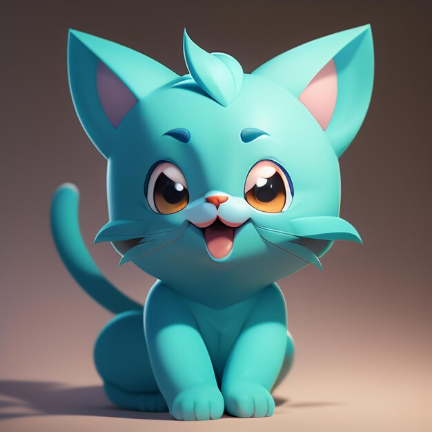 Lindo gato cabeza retrato dibujos animados animación 3D ilustración papel tapiz lindo gato imagen