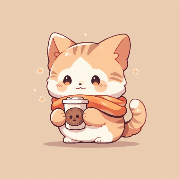 lindo gato con café