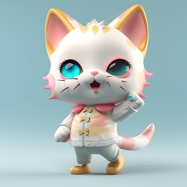 El lindo gato chibi bailando en 3D