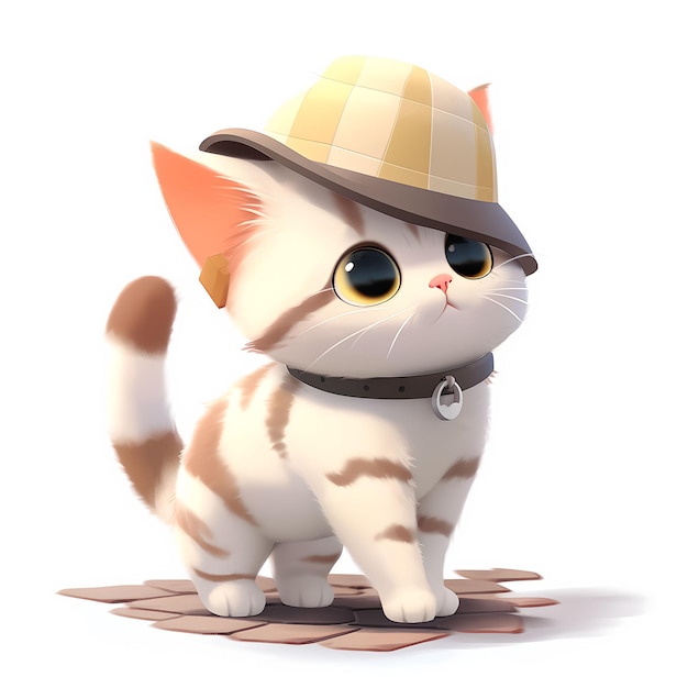 Lindo gato chibi sobre fondo aislado generado por AI