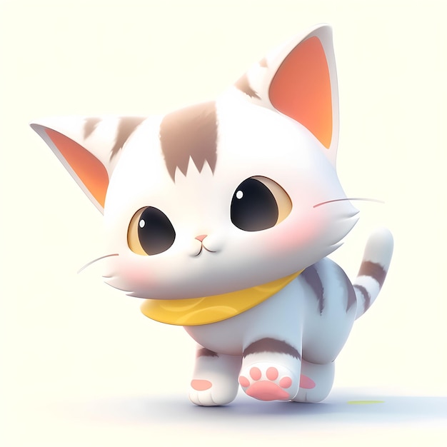 Lindo gato chibi sobre fondo aislado generado por AI