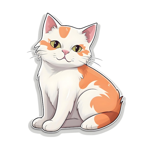 Un lindo gato de dibujos animados sentado sobre un fondo blanco Ilustración vectorial para su diseño