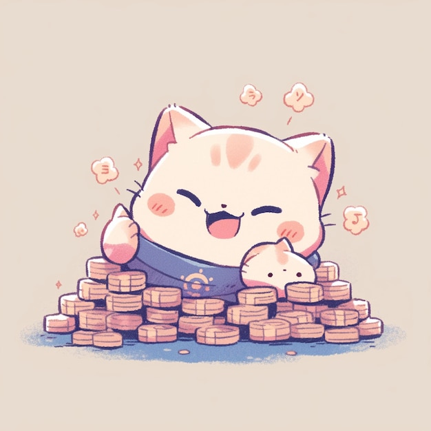 lindo gato con dinero